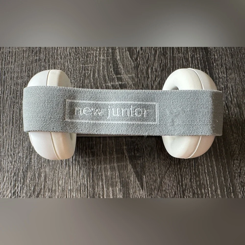New Junior Baby Noise Reduction Earmuffs Adjustable Gray/White Band, 0-36 Months